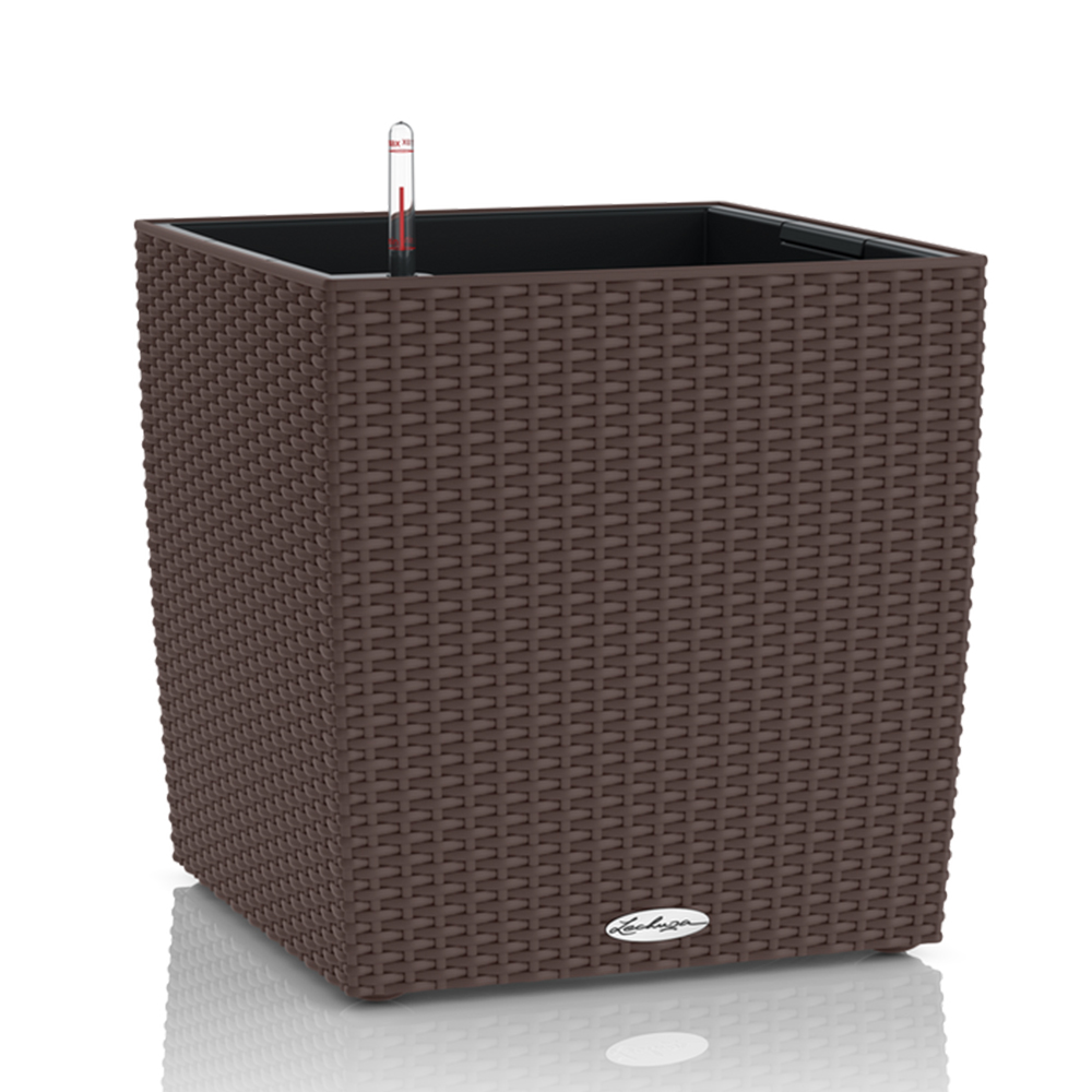 Кашпо Lechuza "Cube Cottage Complete mocha" (пластик), 40x40xH44 см Коричневый