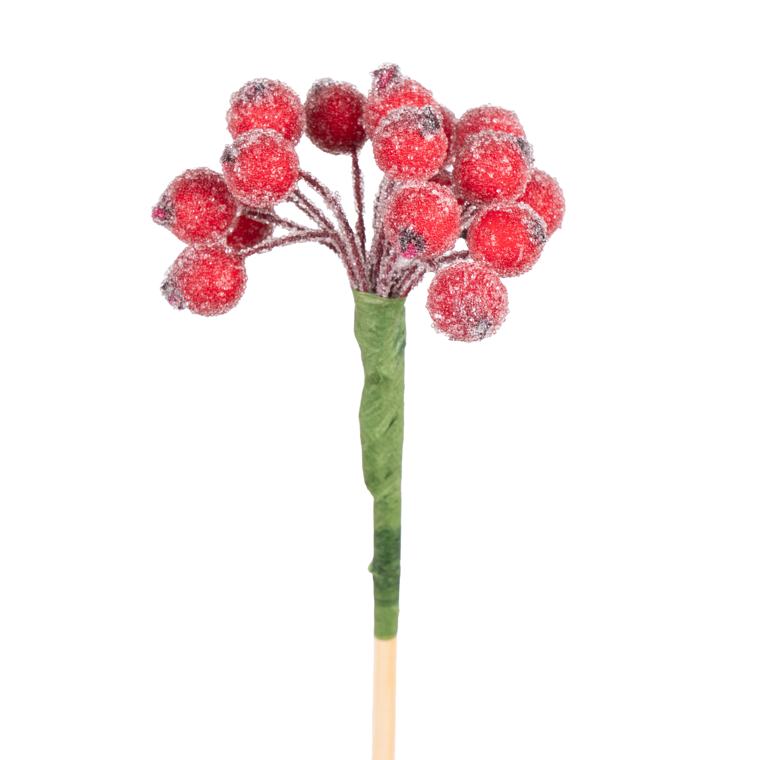 Декор гроздь ягод в сахаре на штекере, красный