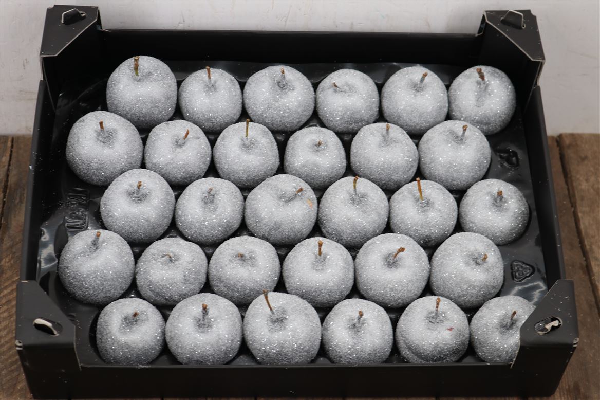 Декор яблоки в воске с блестками серебряные в Новосибирске