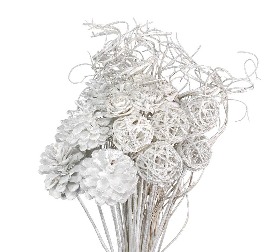 Декор микс белый с серебренными блестками