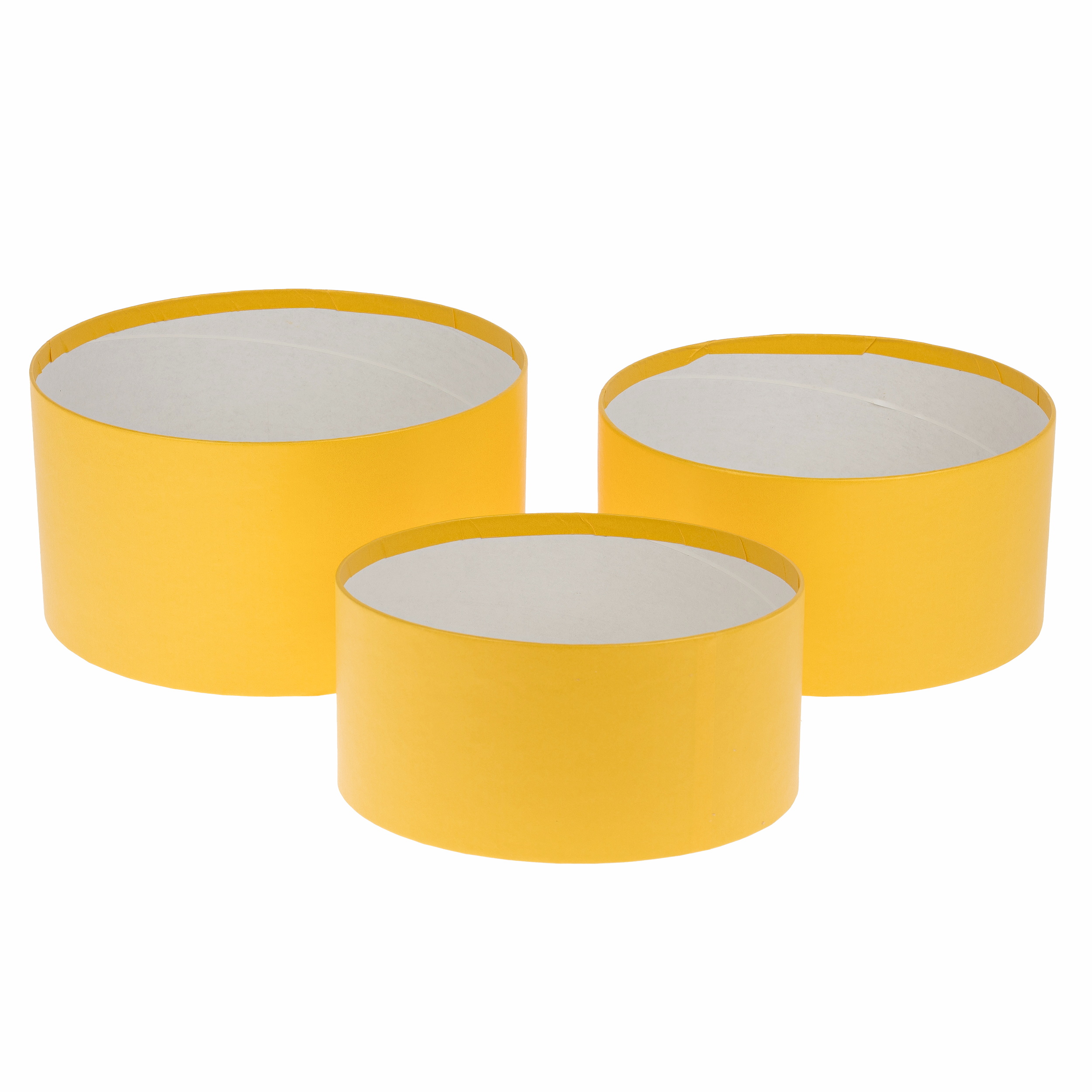 Набор коробок шляпных без крышки, D22xH11,8 см, D20xH10 см, D18xH8,8 см (3шт) желтый