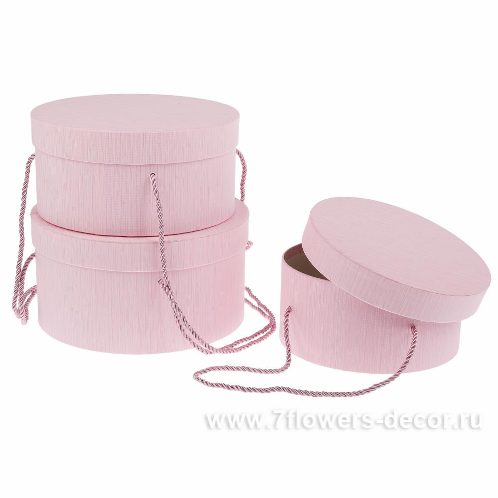 Набор коробок шляпных, D22хH12 см, D20,5хH10 см, D18,5хH8,5 см (3 шт)  Розовый