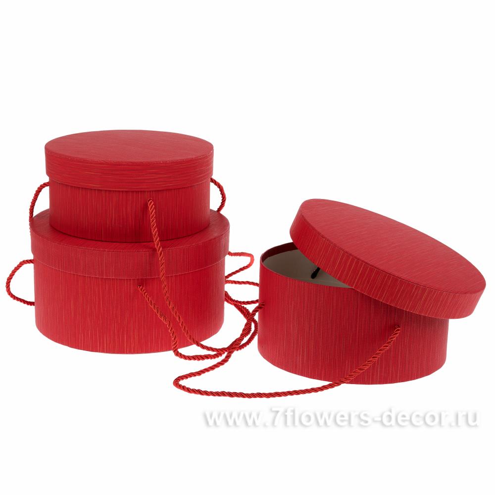Набор коробок шляпных, D22хH12 см, D20,5хH10 см, D18,5хH8,5 см (3 шт) Цвет: Красный