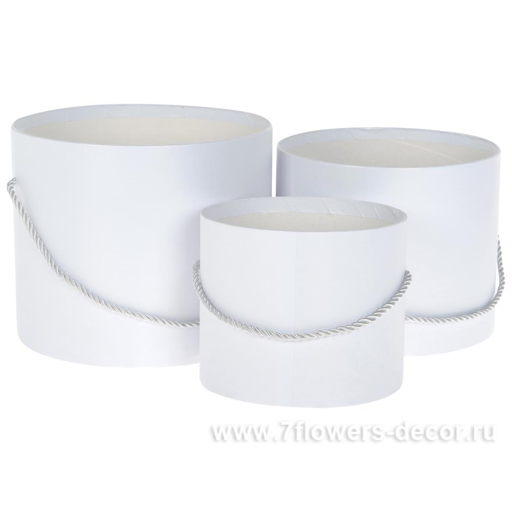 Набор шляпных коробок без крышки, D20xH17,2 см, D17,5xH15 см, D14xH13 см (3шт) Цвет: Белый