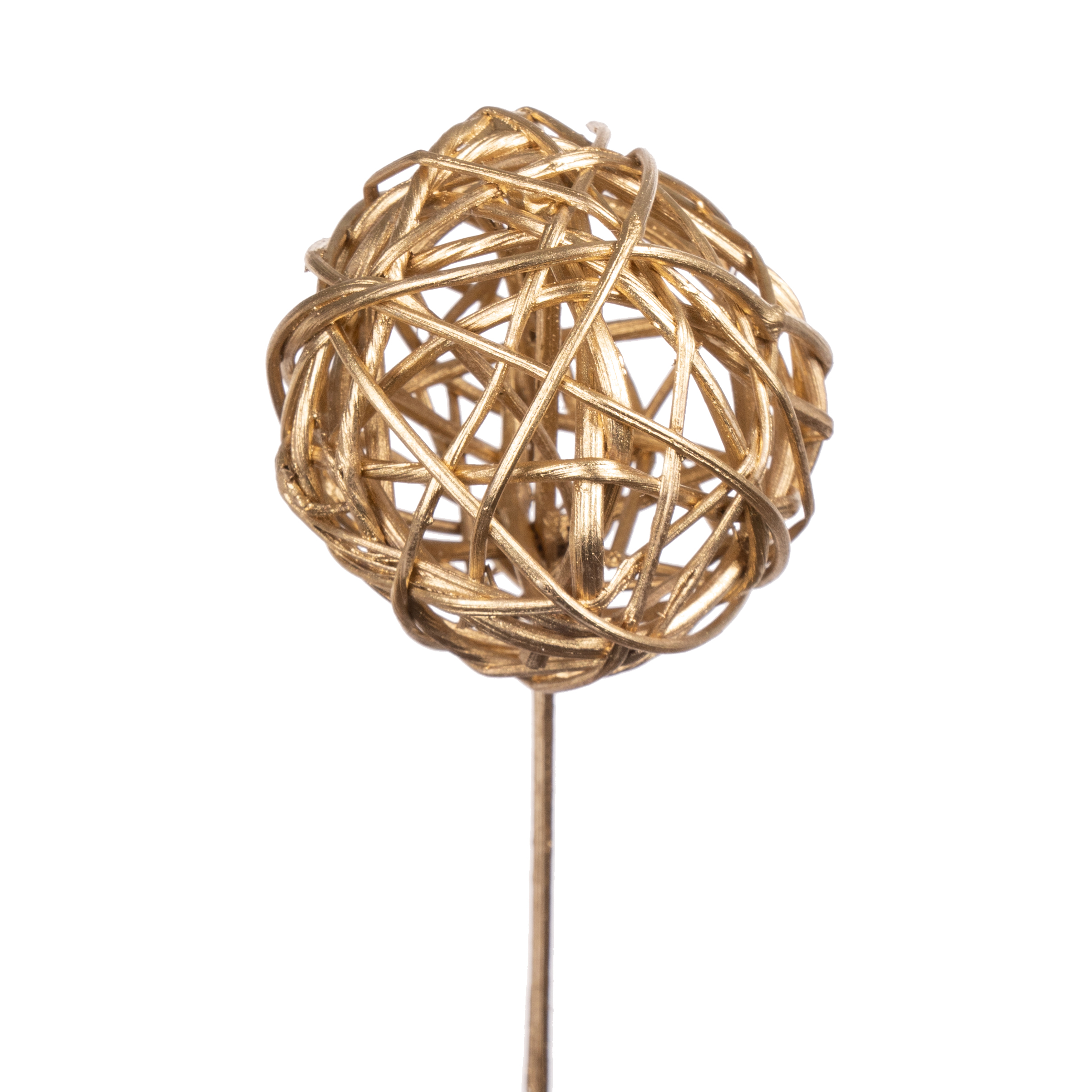 Декор шар на штекере золотой