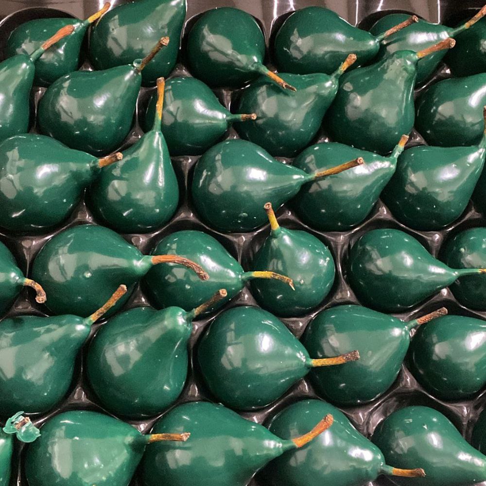 Декор груши в воске зелено-оливковые с блестками в Новосибирске